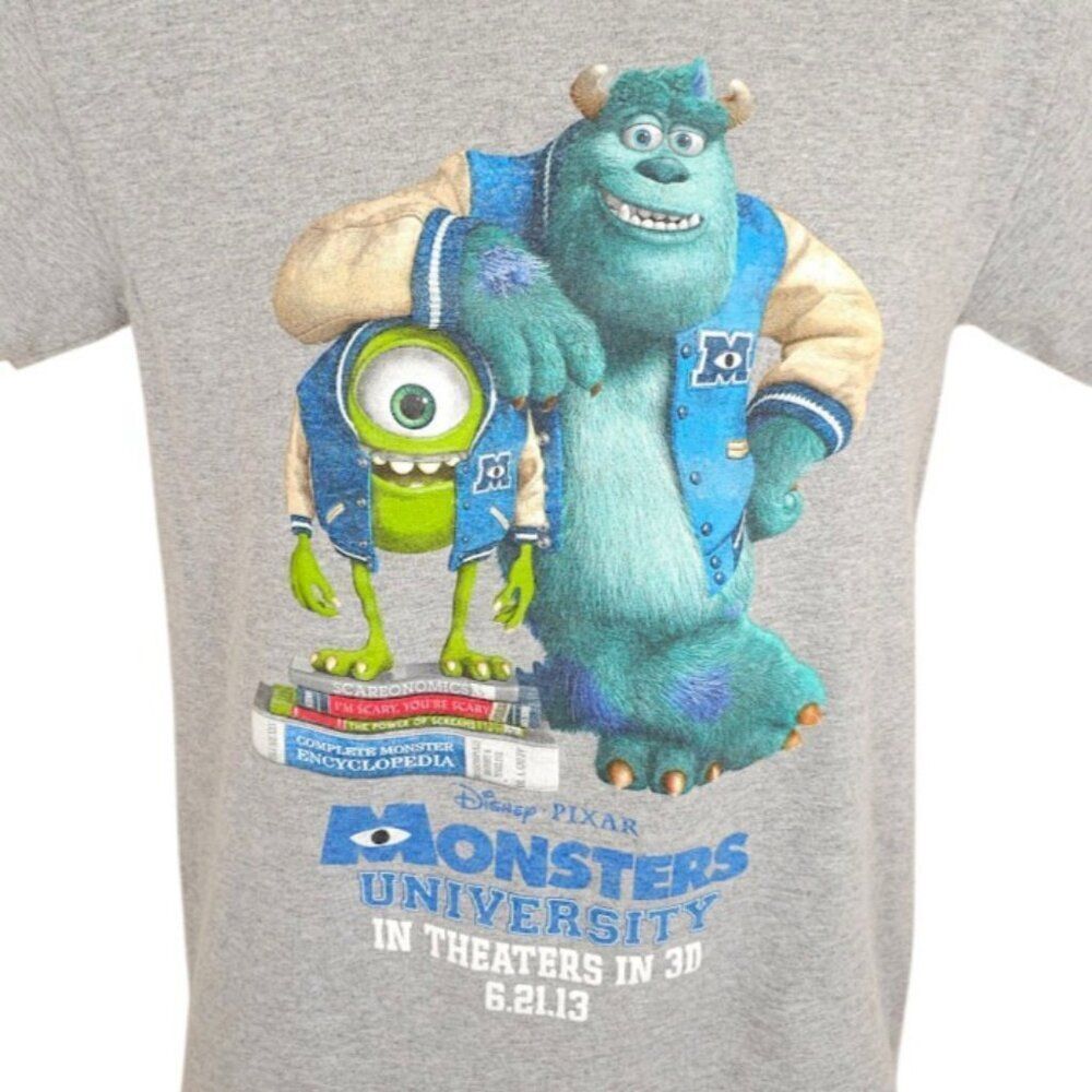 Monsters University T Shirt Mens Size Small Gray Pixar Disney 3D Subway Promo